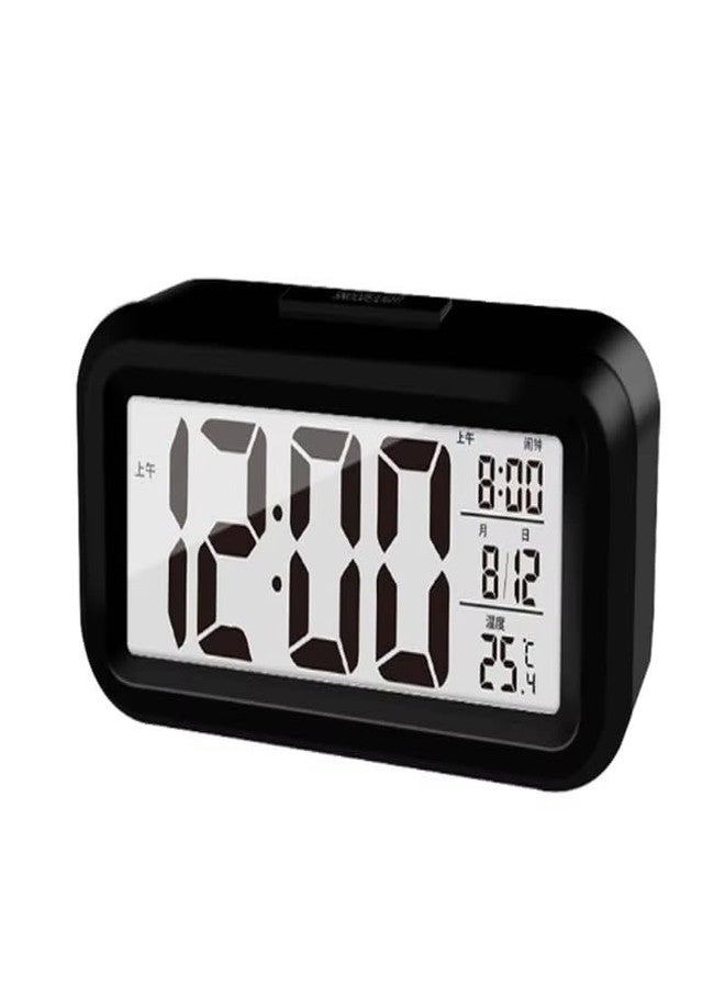 Patel's Kitchen Digital Alarm Clock with Temperature Display, LCD Screen, Date and Time, 12/24 Hour Format, Black - Image 1
